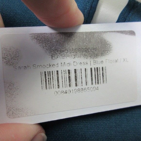 Baltic Born Smocked Midi Dress XL Blue Floral V Neck Boho Summer Party Chic 334 - Picture 12 of 12